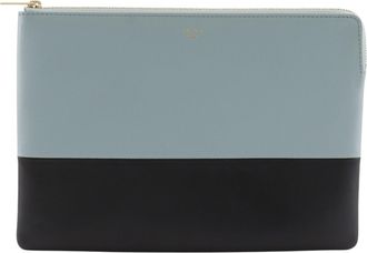 Celine Black Light Blue Leather Clutch Bag Pouch (Pre-Owned)