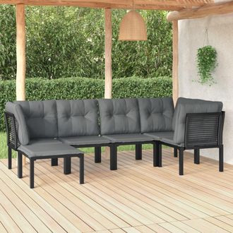 vidaXL Juego De Muebles De Jard&iacute;n 6 Pzas Rat&aacute;n Sint&eacute;tico Negro Y Gris Vidaxl