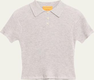 Guest In Residence Cashmere Short-Sleeve Shrunken Polo Sweater