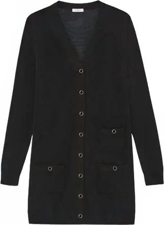 Lafayette 148 New York Womens Three-Pocket Cardigan In Black