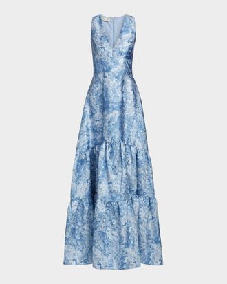 Sachin & Babi Rori Floral Mikado Gown
