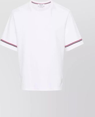 Thom Browne rugby fit t-shirt with asymmetric hem and signature detail