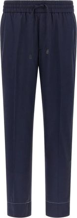 Brioni Asolo Broek - Heren - Slim Fit Broeken - Blauw - L - Wol - Broeken