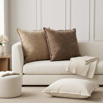 vidaXL Vidaxl Federa 6 Pz Houten Crema 80 X 80 Cm Tessuto Chenille