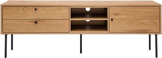 Miliboo Miliboo - Mueble Tv Acabado Roble Claro Y Patas De Metal Negro 160 Cm Pernelle
