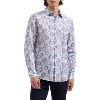 Bugatchi Julian Shaped Fit Cotton Button-Up Shirt in Cobalt at Nordstrom, Size Xxx-Large