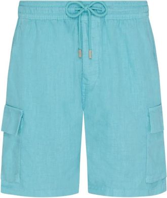 Vilebrequin Baie Linen Bermuda Shorts - Heren - Korte Broeken - Blauw - 2XL - Linnen - Korte Broeken