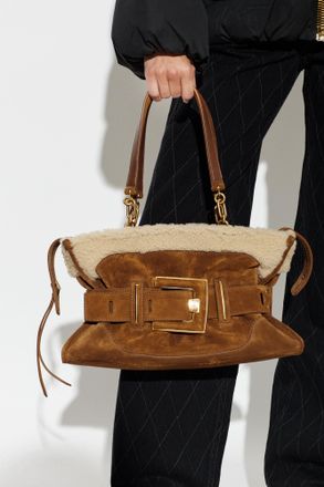 Balmain Anthem Medium Bag, Womens, Brown