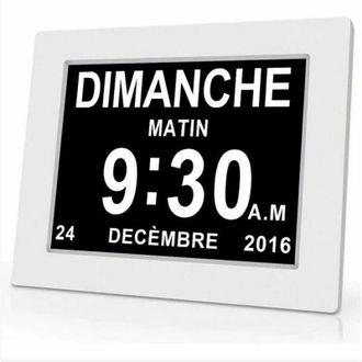 OEM Reloj Digital De 7 Pulgadas Con Calendario, Fecha Y Hora, Reloj Para Padres Con Alzheimer, Recordatorio De Medicaci&oacute;n Para Abuelos Y Ni&ntilde;os - Blanco - 