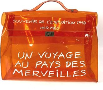Herm&egrave;s Orange Vinyl Handbag Tote Bag (Pre-Owned)