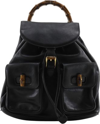 Gucci Bamboo Black Leather Backpack (Pre-Owned)