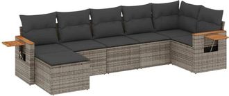 vidaXL Vidaxl - Set De Sof&aacute;s De Jard&iacute;n 7 Piezas Con Cojines Rat&aacute;n Pe Gris