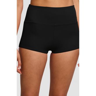 Lands End Tugless High Waisted Swim Boy Shorts in Black at Nordstrom, Size 18W