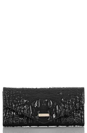 Brahmin Veronica Melbourne Croc Embossed Leather Envelope Wallet in Black Pebbled at Nordstrom
