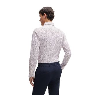 HUGO BOSS Herenoverhemd met micro-dot-patroon, Oxford-stof en gespreide kraag, geschikt voor formele gelegenheden (Wit)