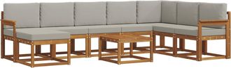 vidaXL Conjunto De Sof&aacute;s De Exterior 9 Uds. Gris Natural Y Claro Vidaxl