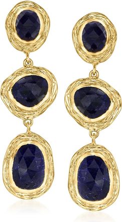 Ross-Simons Sapphire Station Drop Earrings in 18kt Gold Over Sterling