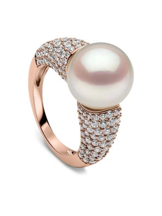 Yoko London O by Yoko diamond and pearl ring - women - Diamond/South Sea Pearl/18kt Rose Gold - 54 - Pink