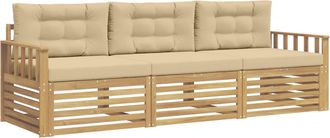 vidaXL Conjunto De Sof&aacute;s De Exterior 3 Uds. Y Beige Poli&eacute;ster Vidaxl