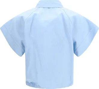 Jacob Cohen Womens Short-Sleeve Shirt Striped Viscose And Linen Canvas Azzurro Riga