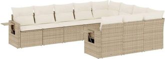 vidaXL Juego De Sof&aacute;s Jard&iacute;n Con Cojines Beige 10 Pzas Rat&aacute;n Sint&eacute;tico Vidaxl