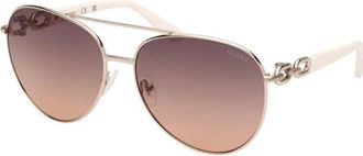 Guess Sunglasses, female, Yellow, 61 MM, Aviator Metal Sunglasses