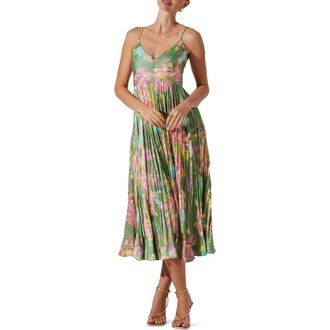 ASTR the Label Maeve Midi Dress in Green Pink at Nordstrom, Size Medium