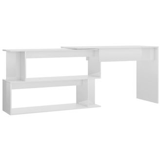Berkfield Home Corner Desk High Gloss White 200x50x76 cm Engineered Wood | Size: 200 x 50 x 76 cm