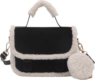 Generic Suede Crossbody Bags for Women,Winter Plush Top Handle Handbag,Fashion Large Capacity Shoulder Bag with Change Purse