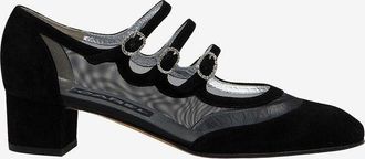 Carel Riemchenpumps aus Mesh und Wildleder mit Strass Kinight 40