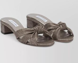 Aquazzura nina 35 mm metallic knot block heel sandal