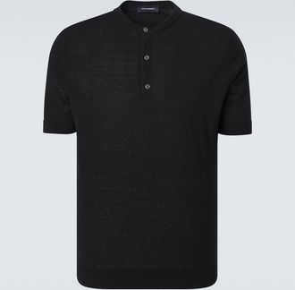 Thom Sweeney Silk and linen Henley shirt