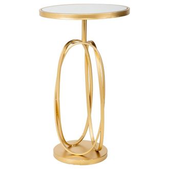 Wanderlust Deco Wanderlust Deco - Mesa Auxiliar De Metal Dorado Con Superficie De Cristal D35,5x61