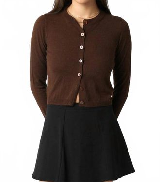 Olivaceous Rhodes Knit Cardigan In Brown