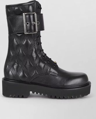 Valentino Garavani combat boot buckle detail quilted sole