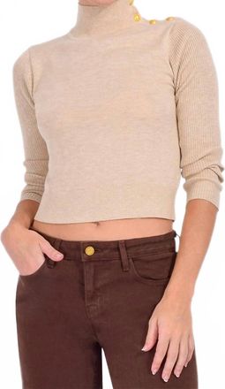 L'agence Kamdyn Crop Mock Neck Top In Warm Sand/gold
