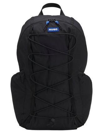 HUGO BOSS Mens Backpack With Logo Patch Black Recycled Polyester Backpacks