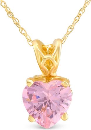 Pompeii3 7mm Womens Heart Pendant in Pink Topaz 14k White, Rose, or Yellow Gold Necklace
