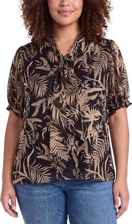 Jones New York Plus Tie Neck Blouse