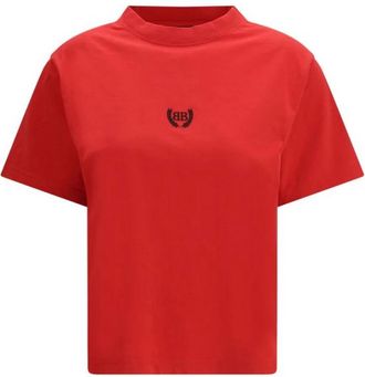 Balenciaga Laurel Classic T-shirt - Dames - T-shirts - Rood - S - Katoen - Tops