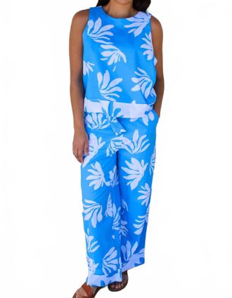 Southern Tide Simone Leafy Luxe Tank Top In Boat Blue