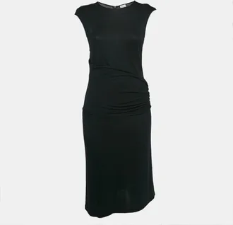 Armani Black Jersey Belted Midi Dress