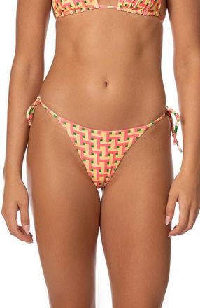 Maaji Blush Tide Sunflash Reversible Side Tie Bikini Bottoms in Open Yellow at Nordstrom, Size Medium