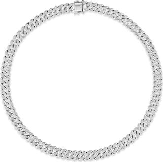 The Diamond Store 16 Inch Havana Cuban Lab Diamond Necklace 1ct Set in 925 Silver