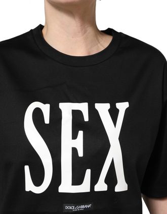 Dolce & Gabbana Womens Black Jersey Graphic Short Sleeve Crew Neck T-Shirt Cotton