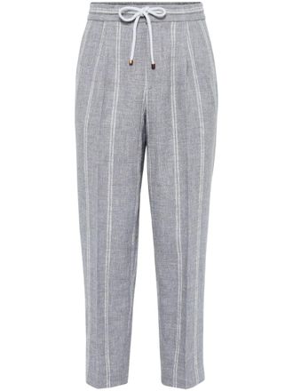 Brunello Cucinelli Pantaloni affusolati a righe - Grigio