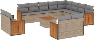 vidaXL Set Sof&aacute;s De Jard&iacute;n Con Cojines 13 Pzas Rat&aacute;n Sint&eacute;tico Beige Vidaxl