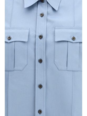 Prada Womens Short-Sleeved Cotton Shirt Blue