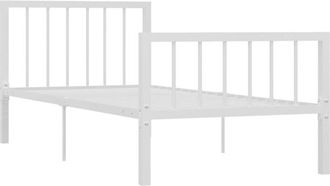 vidaXL 284562 Bed Frame without Mattress White Metal 90x200 cm Vidaxl