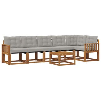 vidaXL Conjunto De Sof&aacute;s De Exterior 7 Pcs Gris Natural Y Claro Vidaxl